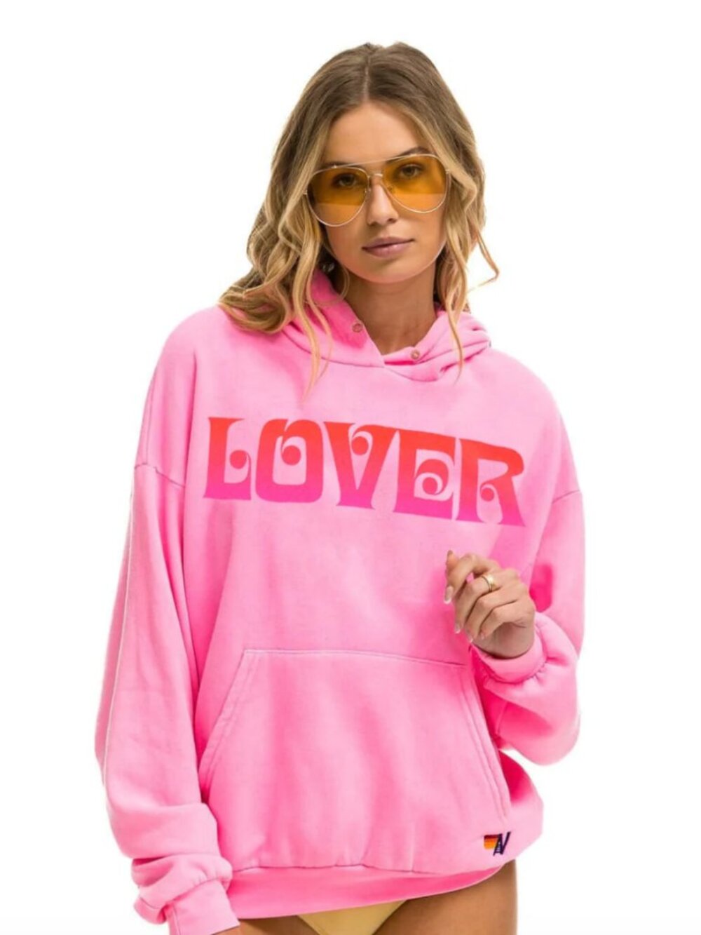 Aviator Nation Lover hot pink neon sweatshirt Small NEW
